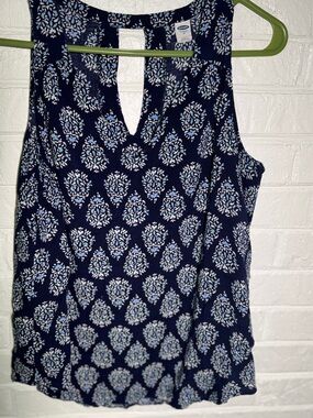 GAP Navy Blue Floral Keyhole Tank